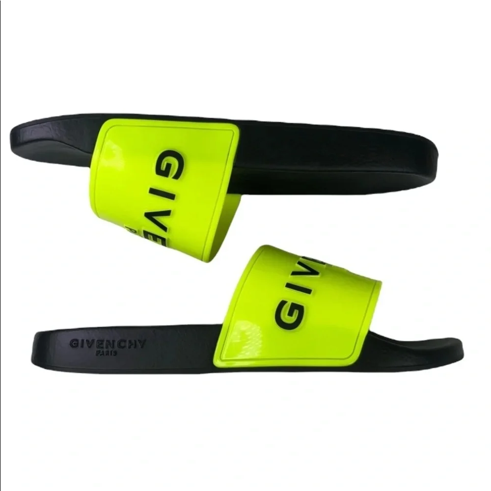 GIVENCHY New Men’s Fluo Yellow Rubber Slides Size 6 EU 39